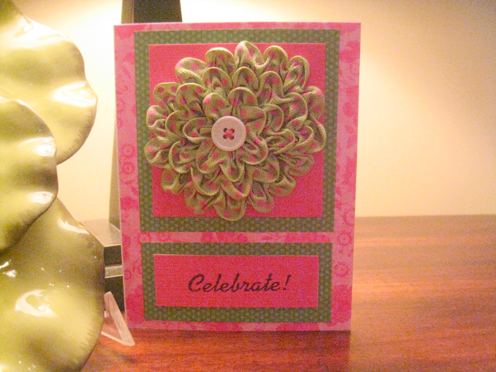 Greeting Card with Ruched Flower Embellishment
