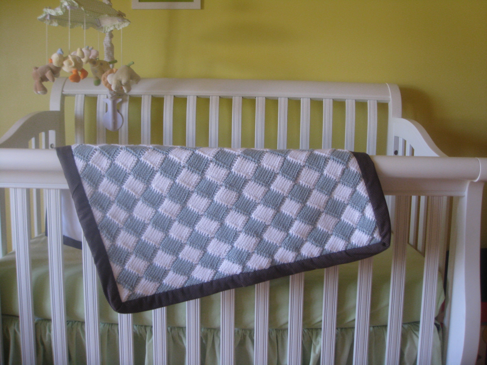 Tunisian Crochet - Entrelac Style Baby Blanket 3-17-2010 7-43-06 PM