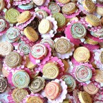 Nikki, In Stitches Fabric Rosette Hair Clips