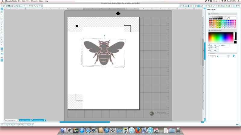 how to use silhouette clear sticker paper - adjust offset lines to be black in line color window
